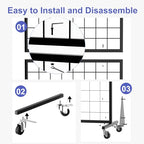 4-Pack 2'x5.5' Ft Gridwall Panel Display Stands Heavy Duty Floor Standing Retail Display Rack with Triangle Base for Retail Art Show With 20 Hooks - size: 4