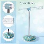 FONMY Jewelry Organizer Countertop Acrylic w/Nature Seashell Handmade,Seascape Standing Jewelry Holder W/Blue crystal for Bedroom Bathroom w/Weighted Base,Unique Gifts