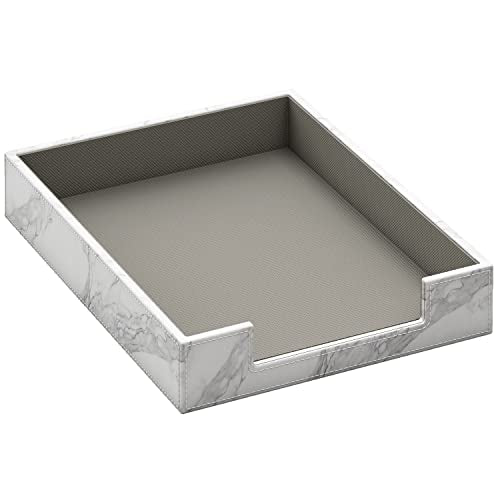 Leather Letter Tray, THIPOTEN Elegant Desk Organizer for Office Supplies, Mail, Paper, File, Magazine, Perfect Office Organization for Desktop(White) - color: White