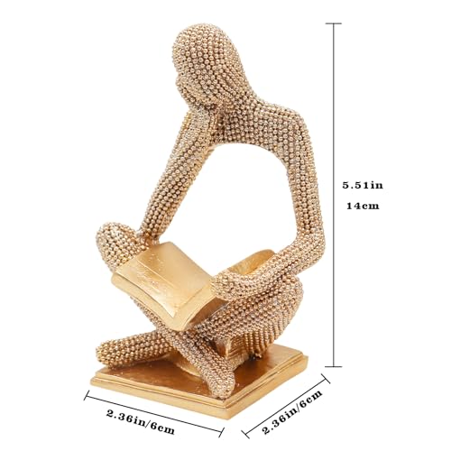 Sparkling Gold Reading Women Statue, Thinker Sculptures, Abstract Art Ornament, Modern Aesthetic Figurine Decoration for Home Living Room Bedroom Office Shelf Table Desk Bookshelf Decor - color: Right