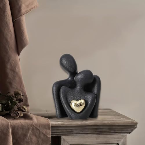 Home Decor for Couples, Mini Couple Ceramic Statue Tv Stand Decor, Bedroom Decor Love Statue Couple Knick Knacks Unique Decoration- Gifts for Her Romantic Gifts(4.72in) - color: Black, size: 4.72in