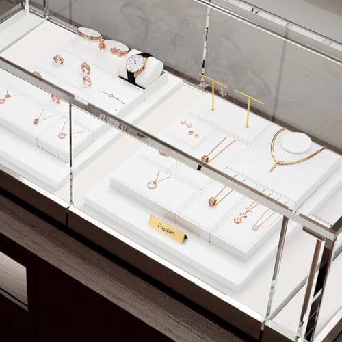PU Leather Watch Stand Display Holder Organizer Jewelry Showcase (White) - size: 3.15" x 3.15" x 1.97"
