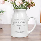 Personalized Grandma Ceramic Vase - Custom Good Morning Grandma We Love You Flower Vase with Grandkids Names, Unique Gift for Mom, Nana, Gigi, Mother's Day, Birthday - color: Style 01