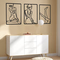 CHENGU 3 Pieces Metal Minimalist Abstract Woman Wall Art Line Drawing Wall Art Decor Single Line Female Home Hanging for Kitchen Bathroom Living Room - style: Leg Style