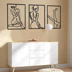 CHENGU 3 Pieces Metal Minimalist Abstract Woman Wall Art Line Drawing Wall Art Decor Single Line Female Home Hanging for Kitchen Bathroom Living Room - style: Leg Style