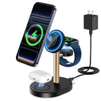 Hevanto 2026 3 in 1 Wireless Charging Station for Apple MagSafe Charger, 15W Fast Magnetic Mag-Safe Charger Stand for iPhone 17 16 15 14 13 12 Apple Watch AirPods Series, Gold&Black - color: Gold&Black