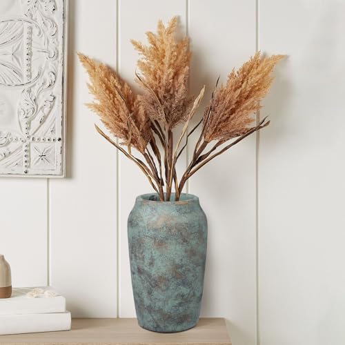 Briful Rustic Vintage Ceramic Vase, 9.06'' Farmhouse Table Decor with Wide Mouth, Large Decorative Vase for Home Decor, Living Room, Entryway & Shelf Styling, Patina - color: 9.06'' Patina