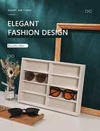Coward Sunglass Organizer, Beige Velvet Glasses Trays - Eyeglasses Watches Jewelry Display - Men Women (8 Grids) - color: Beige Velvet, size: Sunglasses Tray