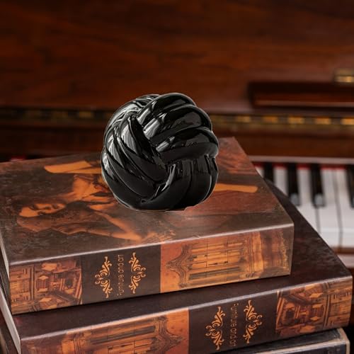 Ceramic Knot Decor, Small Chain Link Decor, Coffee Table Decor, Book Shelf Decor, Entry Table Decor, Aesthetic Minimalist Decorative Objects for Modern Home Living Room, Desk Decor for Office (Black) - color: Black
