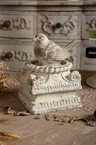 SOFE Column Pedestal Stand for Decoration Display, Distressed White Small Plant Stand, Large Candle Stand, Column Side Table, Classic Plinth Bases for Wedding Party Home Garden