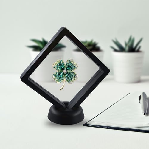 10Pcs Coin Holder Challenge Coin Display Stand, Black 3D Floating Display Case for AA Coin Medallions Jewelry Rock Gem Arrowhead Collecting and Display (3.5×3.5×0.8 inches) - size: 3.5×3.5×0.8 inches
