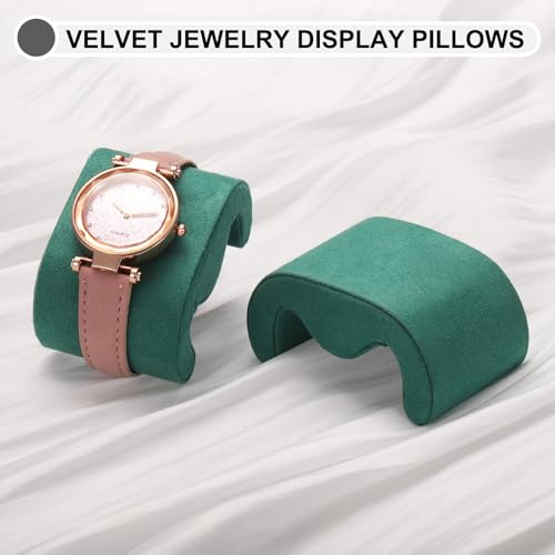 uxcell 2pcs Watch Case Pillows, M Shaped Watch Display Pillow Velvet Watch Cushion Replacement for Watch Bracelet Display Storage Dark Green - color: Dark Green