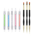 FULINJOY 5PCS Dual Tipped Nail Art Sculpture Pen with 3PCS Nail Painting Brushes, Silicone Nail Polish Brushes Carving Drawing Tool, Acrylic Rhinestone Handle, Nail Art Design Tools - size: 5 Sculpture Pens + 3 Painting Brushes