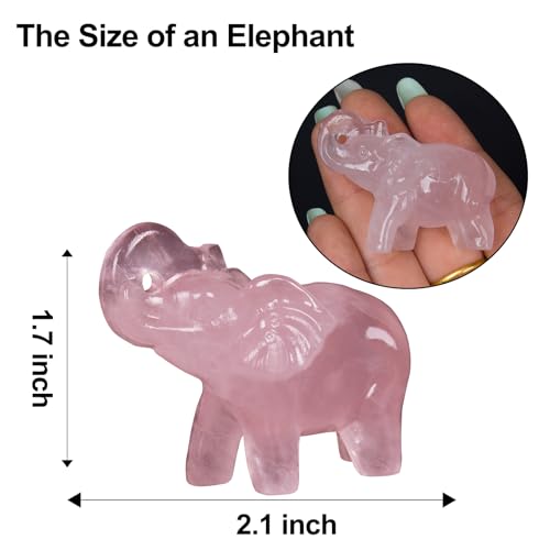 2 Inch Rose Quartz Crystal Elephant Sculpture Handcrafted Healing Stone Animal Figurine Spiritual Home Decor Lucky Charm Gift for Wealth Success Positive Energy and Meditation Lovers - color: Rose Quartz Elephant-02