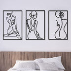 CHENGU 3 Pieces Metal Minimalist Abstract Woman Wall Art Line Drawing Wall Art Decor Single Line Female Home Hanging for Kitchen Bathroom Living Room - style: Elegant Style