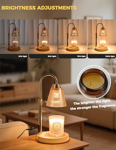 Candle Warmer Lamp with Timer Dimmer, Birthday Gifts for Mom Women Friend Sister, House Warming Gifts, Wax Melt Warmer, Office Apartment Dorm Room Home Decor - color: Natural Wood Color