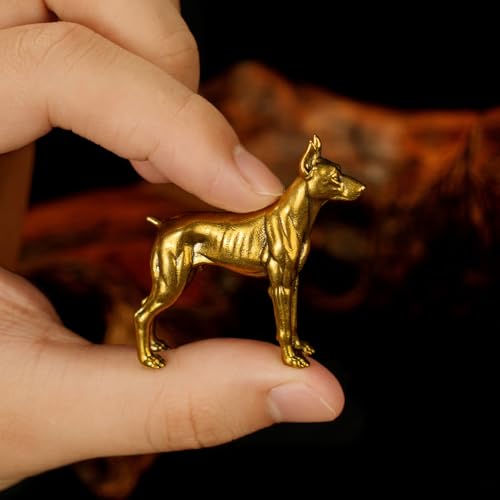 CHOVY 100% Solid Brass Standing Doberman Retro Desktop Decor Collectible Figurine - Oddities and Curiosities Desk Ornament for Office Home Art Decor and Scene Decoration Gift - color: Doberman Pinscher