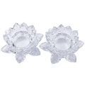 Crystal Lotus Flower Tealight Candle Holder Set of 2, Clear Glass Candlestick Holders, Pillar Votive Candle Holders for Table Centerpiece, Home Décor, Party, Wedding, Dinning