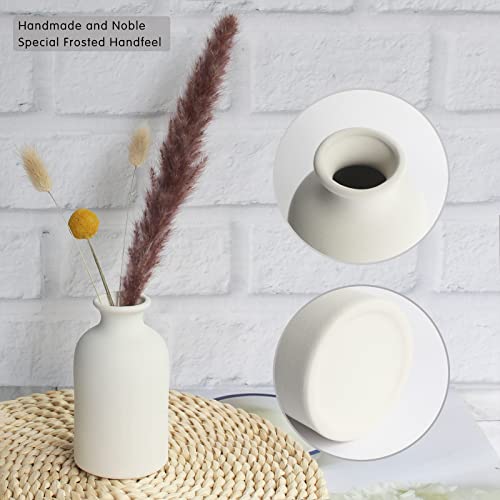 YANLING 6 Pack White Vase Small Ceramic Vases for Decor, White Vases for Flowers Boho Home Decor, Pampas Grass Dried Flowers Vases - color: White-a, size: 6 Pack-Small