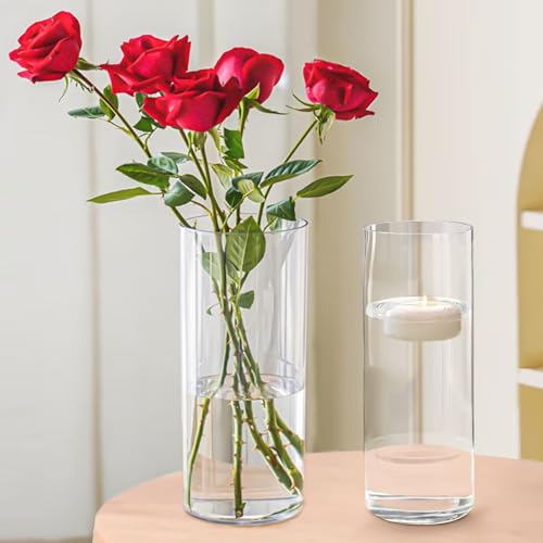 Humicane Candle Holder,Open Ended Glass Candleholder Multiple Size Choices,Clear Cylinder GlassCandle Holder for Wedding Centerpieces,Home Decor(3pcs:8x4", 3pcs: 8x3.5") - size: 4''×8''H 6PCS
