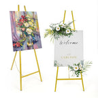 Gold Easel Stand for Sign, Adjustable Metal Display Easel 4-Tier Height Large Artist Display Easels for Painting Wedding, Baby Shower, Birthday Party and Commercial Display