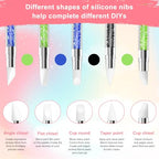 3 Pcs Nail Art Sculpture Pen, Dual Tipped Silicone Nail Tools, Silicone Head Acrylic Handle Nail Art Brushes, Rhinestone Nail Polish Carving Pen, Nail Art Tools for Home Salon(Black Green Royal Blue) - color: Black, Green, Royal Blue