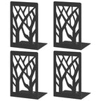 VFINE 4-Piece Modern Metal Bookends for Shelves, Black Tree Book Ends for Books, Decorative Book Organizer for Desk, Non-Skid Shelve Bookends for Home Office - style: Black bookend 2 pairs