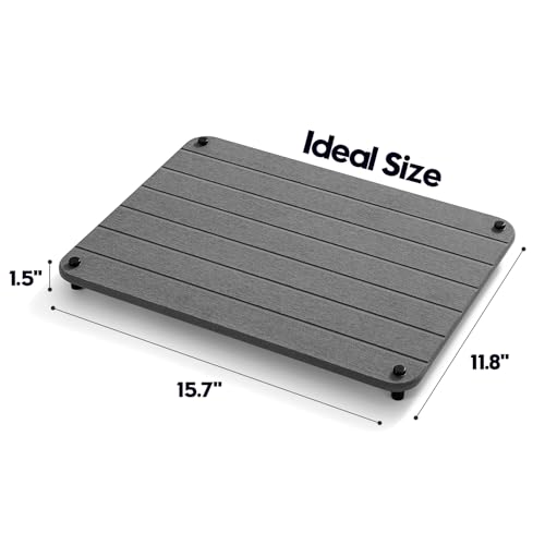Razborci Stone Dish Drying Mat for Kitchen Counter, Water Absorbing Bathroom Tray Sink Organizer, Diatomaceous Earth Countertop Dish Rack Riser Sponge Holder Soap Dish, Dark Gray, 16" x 12" - color: 1. Charcoal, size: 16" x 12" x 1"