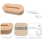 EATAKWARD 4 Pcs 5.9" Wood Rectangle Light Display Pedestal, Wooden Display Base for Light Dimmable Colorful Lights Lamp Stand with USB Cable for Acrylic, Crystal, Night Light (Inner Slot, Oval base) - color: Inner Slot, Oval base