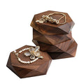 GemeShou 5pcs Wood Jewelry Tray Hexagon Display Riser Stand Set, Retail Jewelry Shop Display Riser【Walnut Hexagon 5pcs Large】 - size: Big