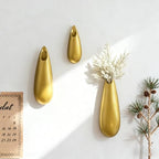 Sculptural Wall Ceramic Vase — 3 Pack Gold Hanging Sconce Vase | Turn Flowers into Art — Decorative Ceramic Wall Sconce for Single Stem Displays - size: 3pcs-Small&Medium&Large