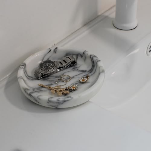 Nawgnail Natural Travertine Marble Jewelry Dish 5.5",Trinket Dish for Ring Earring, Gift for Woman Daugther(Arabescato Calacatta) - color: Arabescato Calacatta