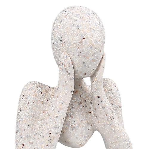 Abstract Thinker Statue | Synthetic Home Accent for Living Room/Office Desk/Bookshelf | Hollow Design Art Sculpture Collectible Present (Sandstone Focus) - style: Sandstone Focus