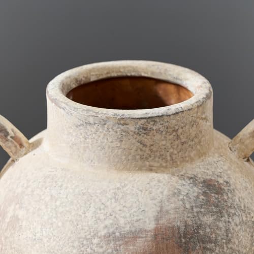 LUKA Antique Ceramic Vase with 2 Handle,7.28 inches Rustic Vase Minimalist Decor, Decorative Vases for Home Decor, Table, Living Room, Shelf, Christmas Decoration(Medium,Gray) - color: M-gray(7.28 In)
