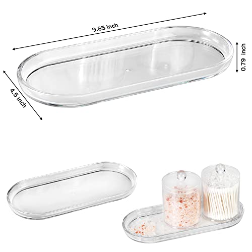 SheeChung Acrylic Vanity Tray, 2 Pack, Clear, 9.65 in x 4.5 in x 0.79 in, Catchall Tray, Countertop Sink Tray Dispenser, Sturdy Holder for Cabinet, Shelf, Cupboard, or Closet Organization - color: Clear Acrylic, size: 2 Pack (9.65" x 4.5" x 0.79")