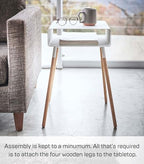 YAMAZAKI Home Plain Side Table with Open Storage Shelf, Rectangular Accent Space Saving Living Room Bedroom Couch End Table - Tall, 23" - Steel + Wood - color: White, size: Tall