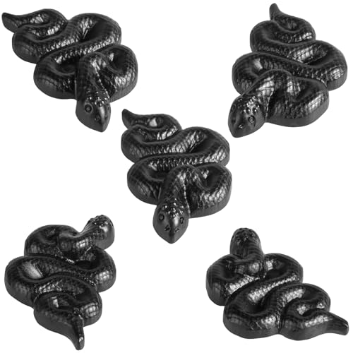 Nupuyai Hand Carved Sleeping Snake Statue for Home Decor, Natural Black Obsidian Crystal Figurine Stone Sculpture Decoration for Fengshui - style: Sleeping Snake