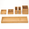 Bamboo Vanity Tray, 6-Piece Bathroom Countertop Vanity Tray Set, Makeup Kitchen Desk Organizer and Storage - Holds Small Items - color: Bamboo