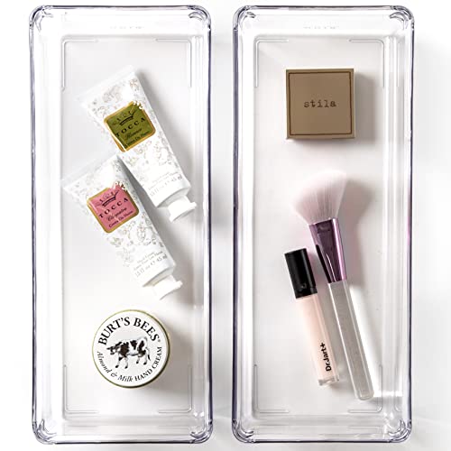 BINO | Oblong Plastic Drawer Organizer Bin, 2-Pack | THE ARTISAN COLLECTION | Multi-Purpose | Durable | BPA-Free | Desk, Vanity, Bathroom & Makeup Drawer Organizer