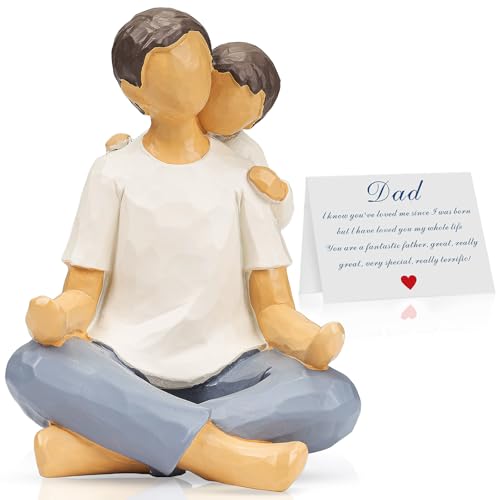kullder Father and Son Figurines Statues, Birthday Gifts for Dad from Son, Dad Gift for Fathers Day, Christmas, Birthday, Boy & Dads Sculptures, Father Memorial Gift for Loss of Child - color: Father and Son Figurines