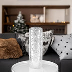 WGVI Hurricane Candle Holder Sleeve, W: 4", Ht: 12", Silver Speckled Glass Cylinder Open Both Ends, Chimney Tube Shade, 1 Piece - size: 4x12"H