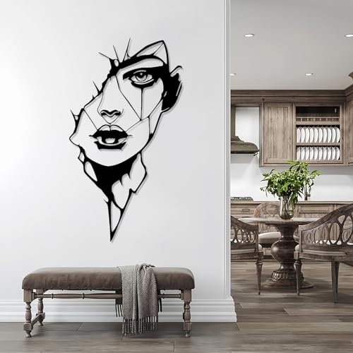 Minimalist Abstract Woman Silhouette Metal Line Art - Wall Decor for Bedroom, Gift for Her (Black, 13"x24"|33x60cm) - color: Black, size: 24"L x 13"W