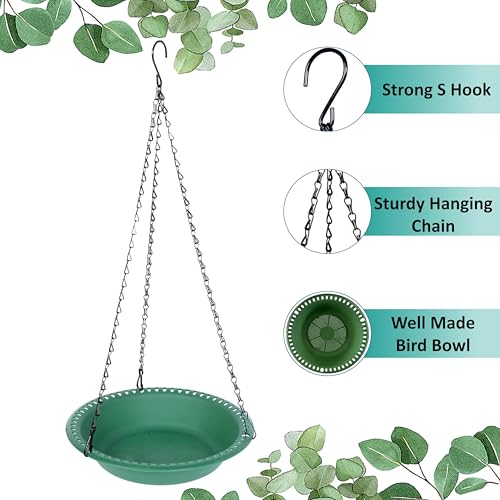 Hanging Bird Feeder Tray with Drainage Holes for Outside Fit Most Seed, Rugged Recycled Plastic Feeding Station, Great for Attracting Wild Birds (12 inch, Green) - color: Green, size: 12 inch