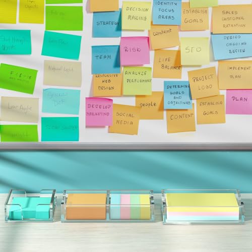 WINFFOR Acrylic Notepad Holder Dispenser - 3x3 in Sticky Note Memo Holder for Desk Organizer (W/O Pads) Office Desk Accessories School Supplies, Crystal Clear - color: Crystal Clear