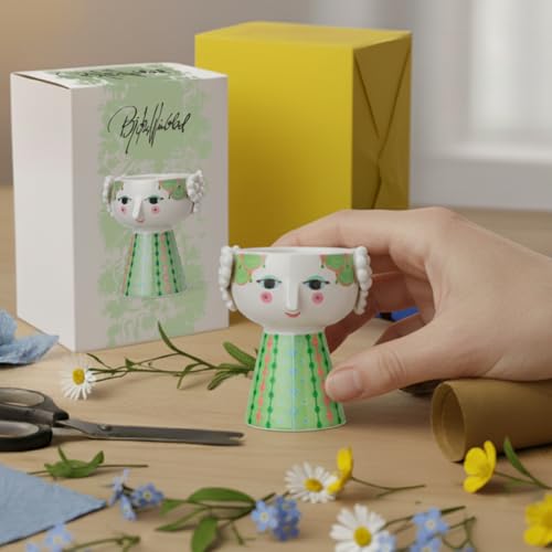 Bjørn Wiinblad Eva Candleholder | Hand-Painted Glazed Ceramic | Light Green | 3.7 in