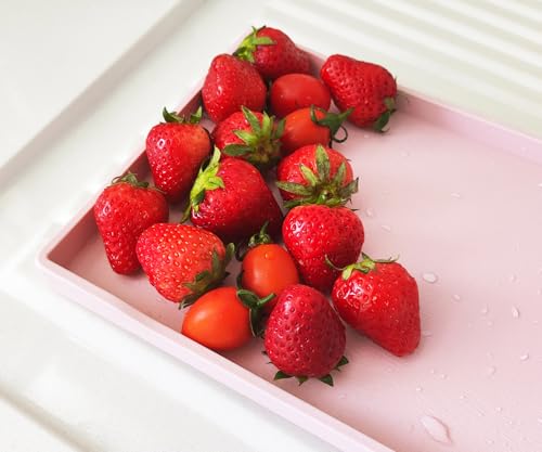 Pink Small Serving Tray (9.5 x 7 inch), Countertop Organizer for Bathtub Bathroom Vanity Items, Serving Accessory, Coffee, Drinks, Tea, Party, Spa, Perfume and Display Use. - color: Pink-1 Tray, size: 9.5" x 7" x 0.8"
