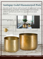 Serene Spaces Living Antique Brass Look Gold Hammered Pots: Stylish Indoor Planter, Decorative Accent for Potted Plants, Gold Flower Vase for Wedding, Extra Small, Set of 12 - size: Extra Small, Set of 12