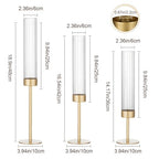 Garvee Gold Hurricane Candle Holders Set of 6, Taper Candlestick Holders with Ribbed Glass Cylinder Sleeves, Elegant Table Centerpiece for Wedding, Birthday, Christmas, Home Decor - size: 6