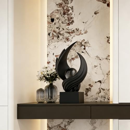 AWNR Gold Abstract Sculpture House Decor Aesthetic - Home Décor Accents for Nightstand, Shelves, Dining Room, Entryway Table, Office, Desk Accessories (Black B) - color: Black B