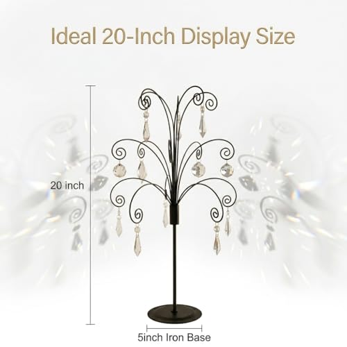 HOHIYA 20” Ornament Display Stand Black Metal Hanging Tree Holder for Swarovski Crystal Glass Ornaments Tabletop Christmas Halloween Easter Decoration Display Rack - color: Black